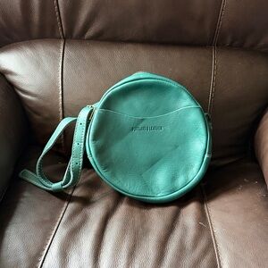 Portland Leather Teal Round Crossbody Bag